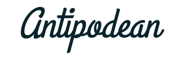 Logo of Antipodean with a stylized font on a white background